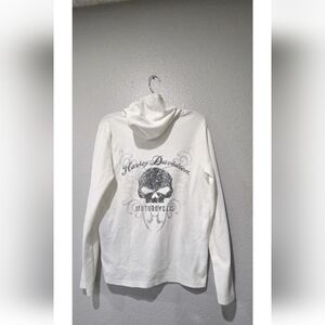 Harley-Davidson White Hoodie with Skull Design